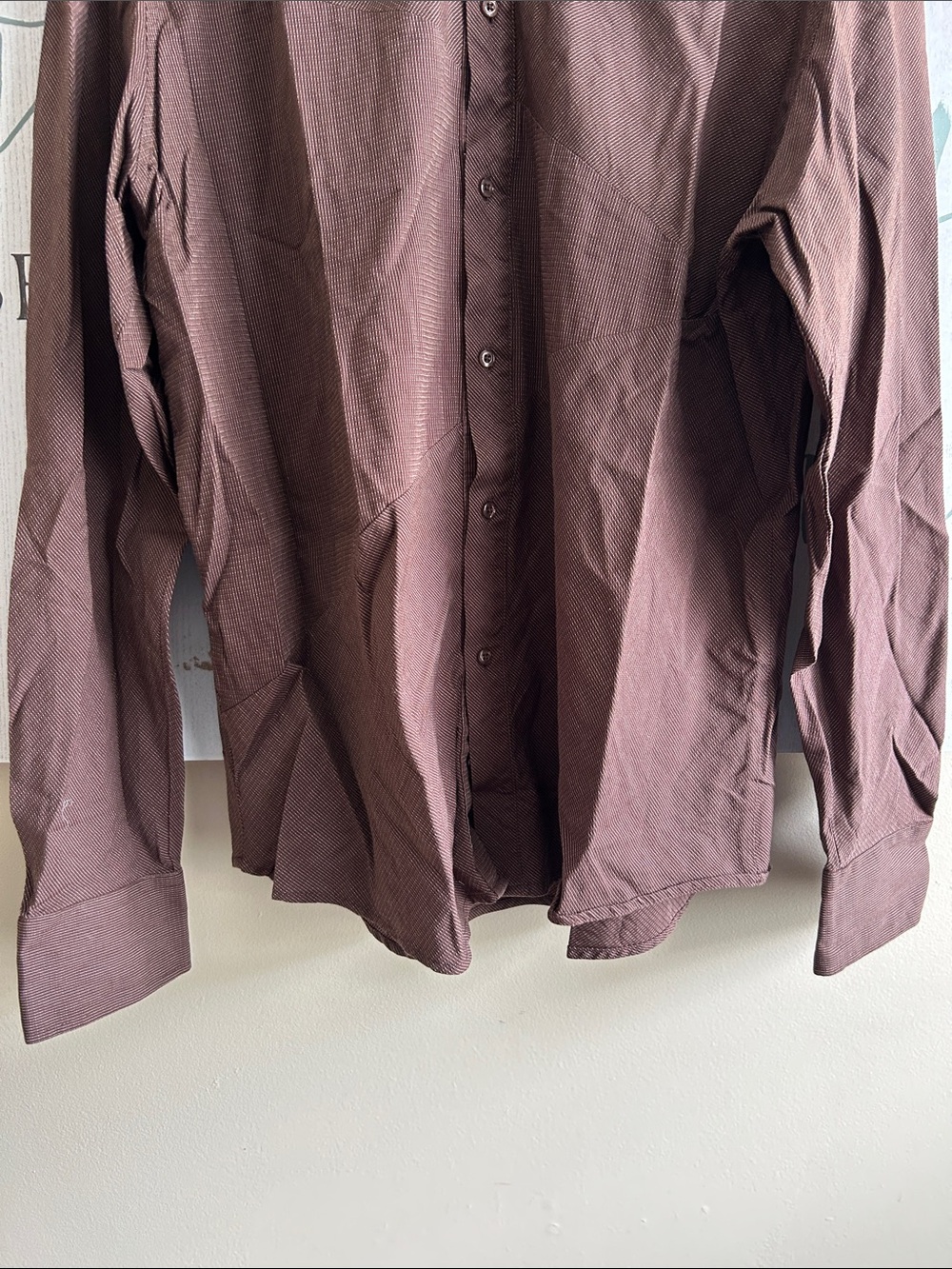 Steven by Steven Land Men's Brown Button-Up Dress Shirt, modern fit size 2XL - Picture 4 of 5